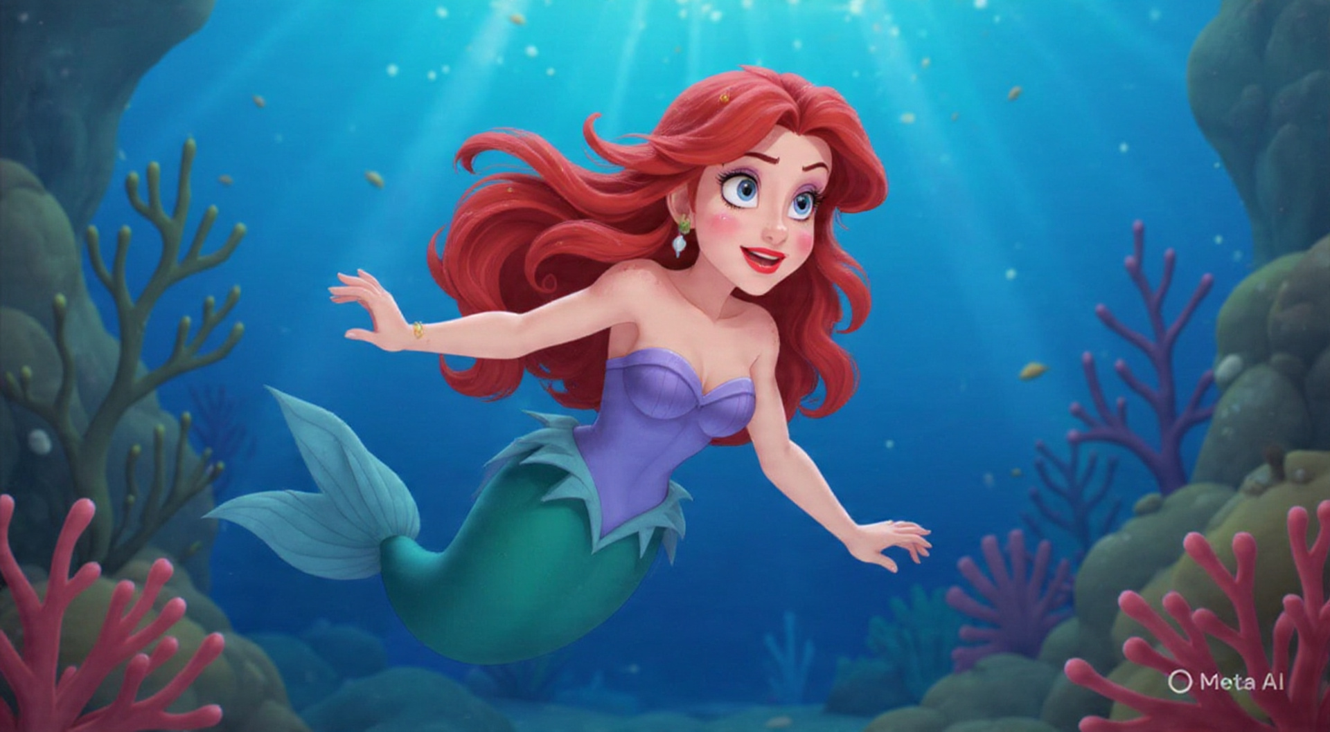 Ariel in Disney and Pixar Style Blank Meme Template