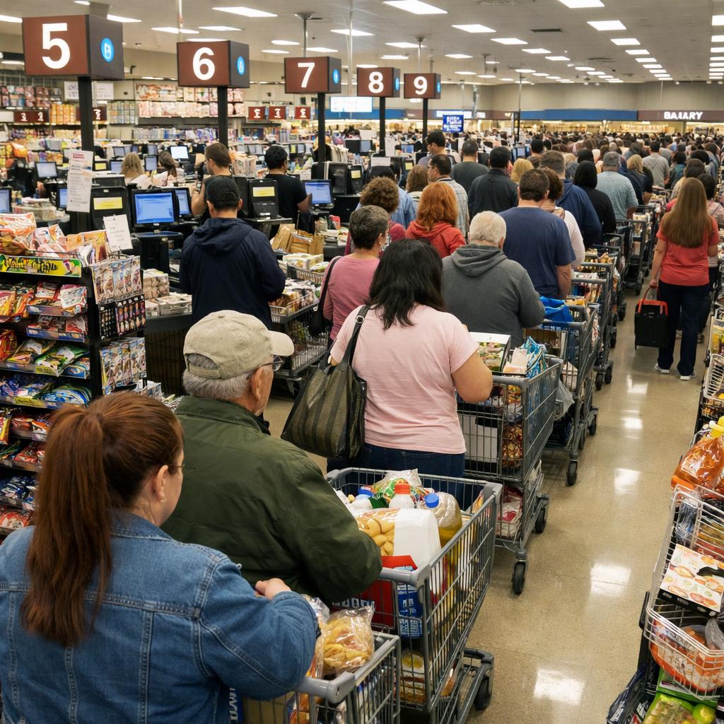 long grocery lines Blank Meme Template