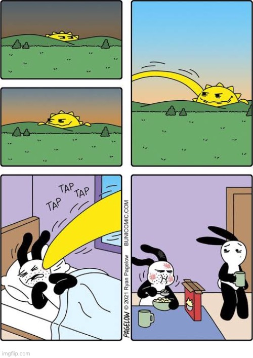 Buni Comics | image tagged in comics,buni comics,the sun,dad,sunburn,morning | made w/ Imgflip meme maker
