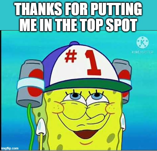 THANKS FOR PUTTING ME IN THE TOP SPOT | image tagged in number one | made w/ Imgflip meme maker