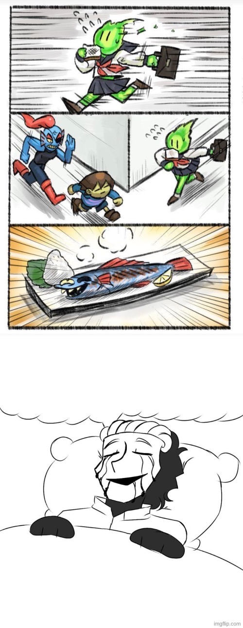 Fuku Fire turns Undyne into grilled fish | made w/ Imgflip meme maker