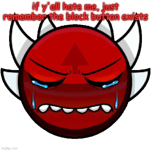 extreme crying | if y'all hate me, just remember the block button exists | image tagged in extreme crying | made w/ Imgflip meme maker