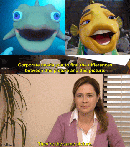 Am I the first person to make this comparison??? | image tagged in gifs,they're the same picture,the amazing digital circus,shark tale | made w/ Imgflip images-to-gif maker