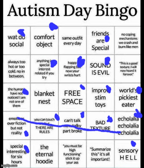 autism bingo | image tagged in autism bingo | made w/ Imgflip meme maker