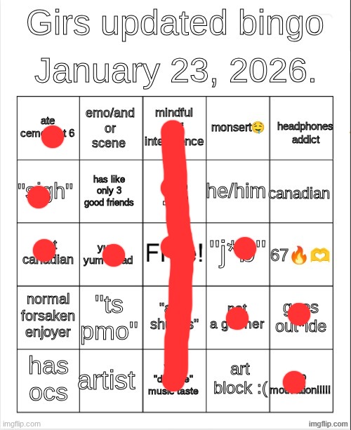 i post this from my computer at... 2:37 am. | image tagged in girs upd bingo | made w/ Imgflip meme maker