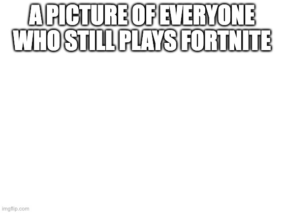 A PICTURE OF EVERYONE WHO STILL PLAYS FORTNITE | image tagged in blank white template | made w/ Imgflip meme maker