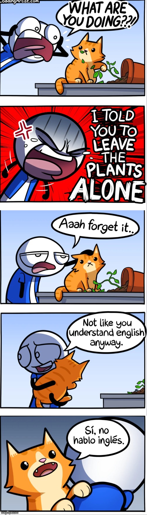 image tagged in comics,loadingartist,cats,plants,instructions,spanish | made w/ Imgflip meme maker