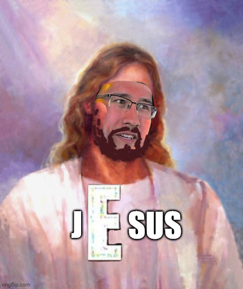 Eesus | SUS; J | image tagged in memes,smiling jesus | made w/ Imgflip meme maker