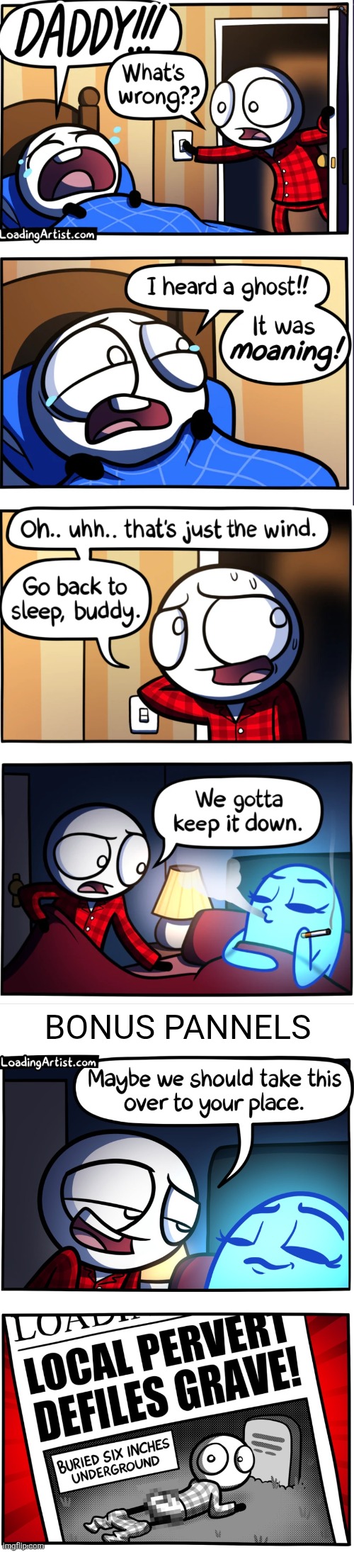 BONUS PANNELS | image tagged in comics,loadingartist,ghost,moaning,sex,graveyard | made w/ Imgflip meme maker