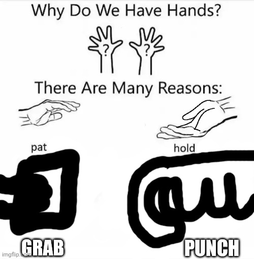 Why do we have a title? | GRAB; PUNCH | image tagged in why do we have hands all blank | made w/ Imgflip meme maker