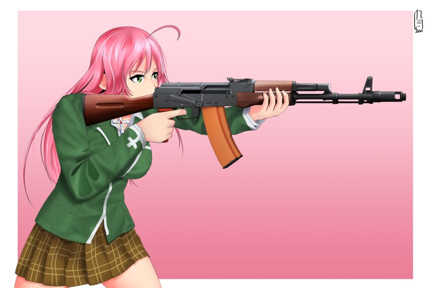 Moka Akashiya with a gun Blank Meme Template