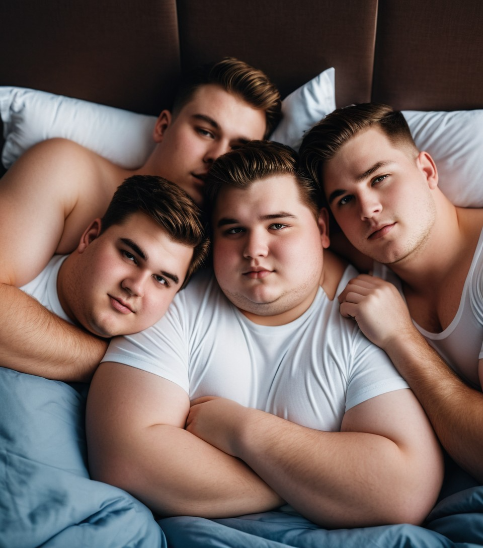 Legion Legina Lionfish JPP Four chubby men in bed Blank Meme Template
