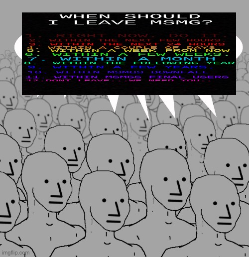 npc-crowd | image tagged in npc-crowd | made w/ Imgflip meme maker