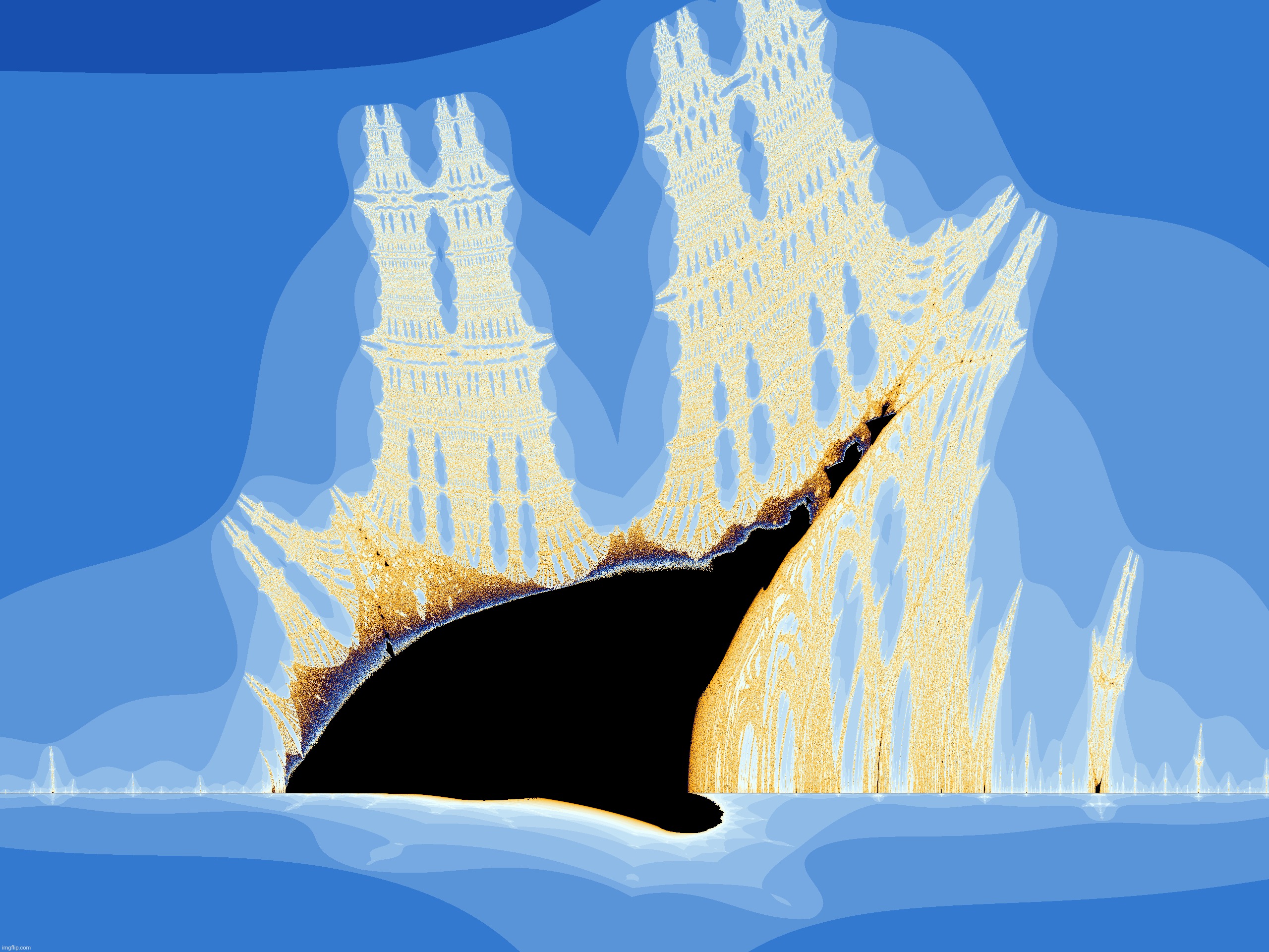 This is the burning ship. It's a fractal like the Mandelbrot set | made w/ Imgflip meme maker