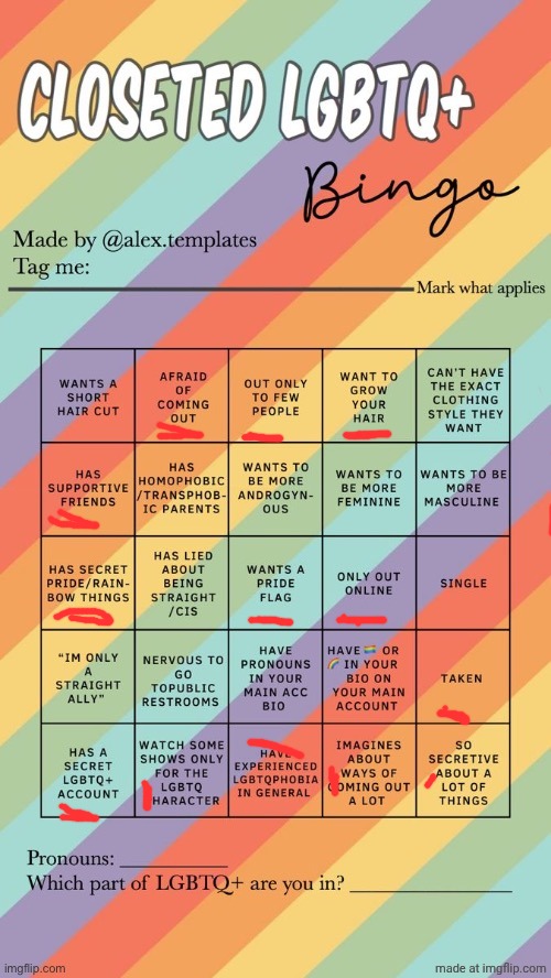 Closeted LGBTQ+ Bingo | image tagged in closeted lgbtq bingo | made w/ Imgflip meme maker