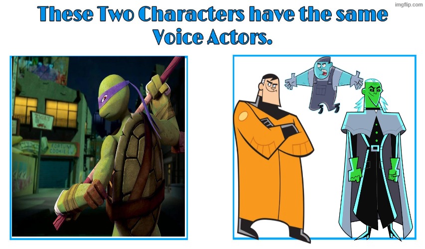 Rob Paulson 2 | image tagged in same voice actor,teenage mutant ninja turtles,danny phantom,nickelodeon,rob paulson | made w/ Imgflip meme maker
