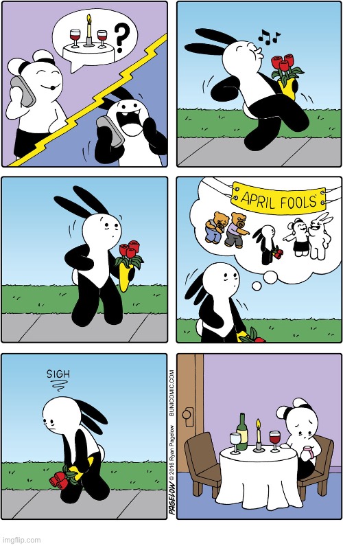 Buni Comics | image tagged in comics,buni comics,date,april fools,dinner | made w/ Imgflip meme maker