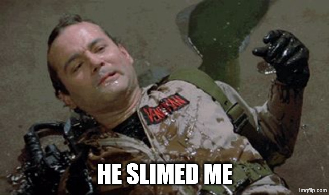She slimed me . . . | HE SLIMED ME | image tagged in she slimed me | made w/ Imgflip meme maker