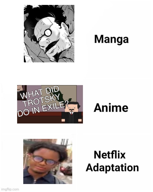 Netflix adaptation | image tagged in memes,trotsky,larp | made w/ Imgflip meme maker