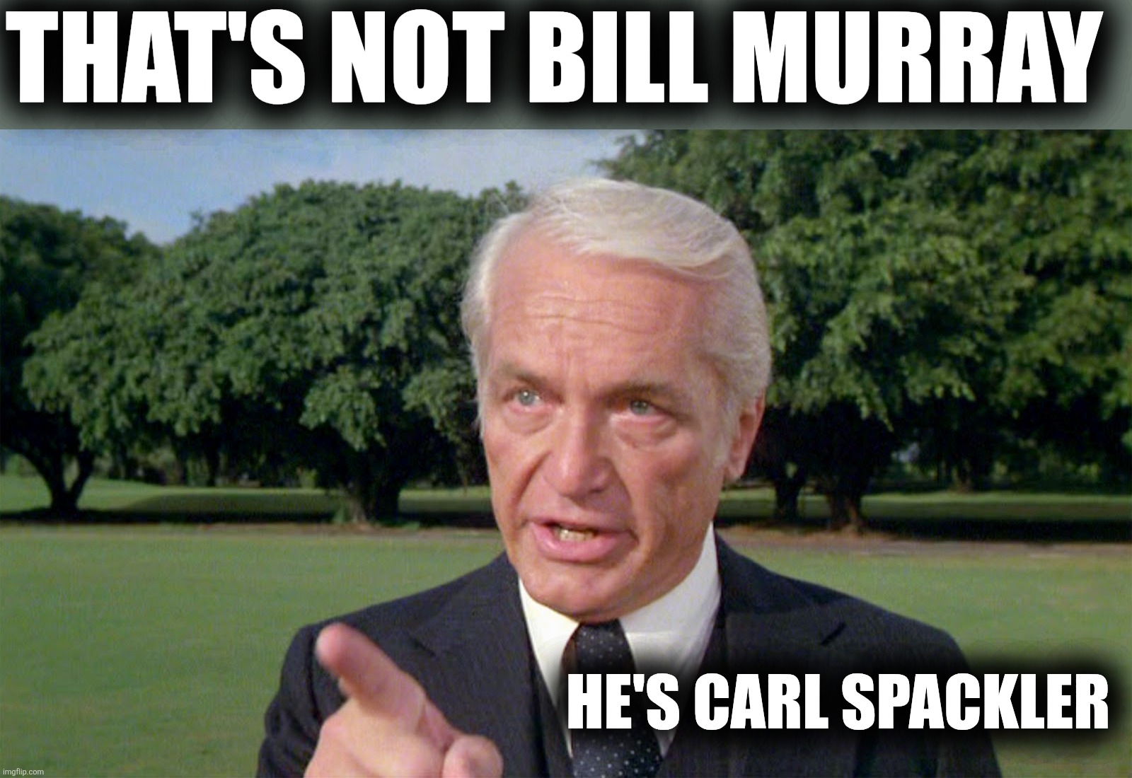 Caddyshack- Ted knight 1 | THAT'S NOT BILL MURRAY HE'S CARL SPACKLER | image tagged in caddyshack- ted knight 1 | made w/ Imgflip meme maker