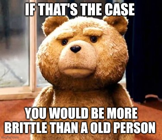 TED Meme | IF THAT'S THE CASE YOU WOULD BE MORE BRITTLE THAN A OLD PERSON | image tagged in memes,ted | made w/ Imgflip meme maker