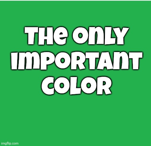 Green Screen | The only important color | image tagged in green screen | made w/ Imgflip meme maker