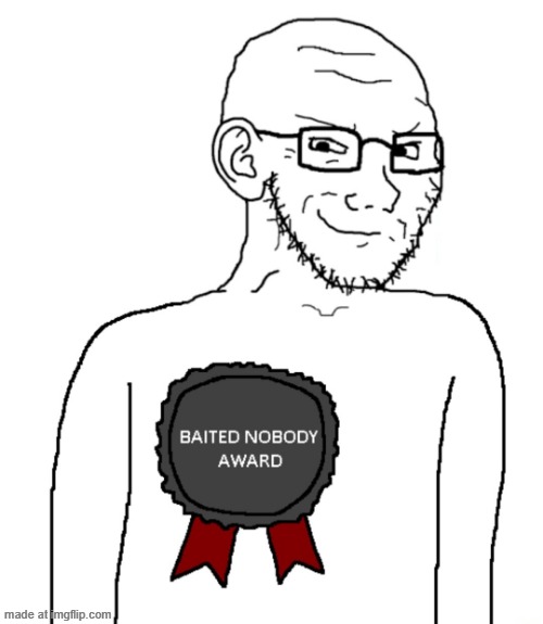 Baited Nobody Award | image tagged in baited nobody award | made w/ Imgflip meme maker