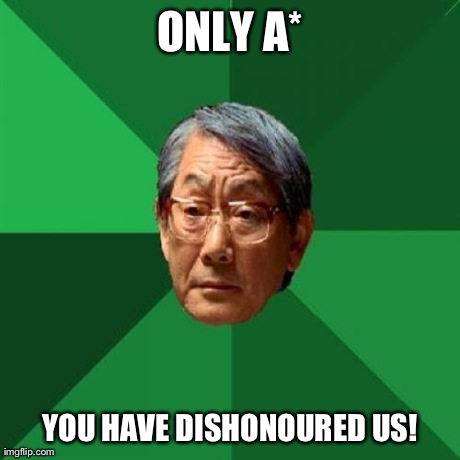 High Expectations Asian Father Meme | ONLY A* YOU HAVE DISHONOURED US! | image tagged in memes,high expectations asian father | made w/ Imgflip meme maker