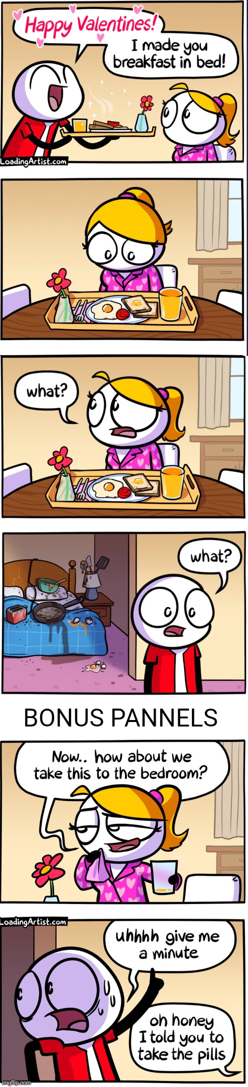 BONUS PANNELS | image tagged in comics,loadingartist,breakfast,couples,bedroom,sex | made w/ Imgflip meme maker