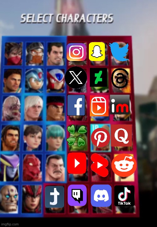 Social vs. Capcom: Infinite | image tagged in marvel vs capcom infinite roster | made w/ Imgflip meme maker