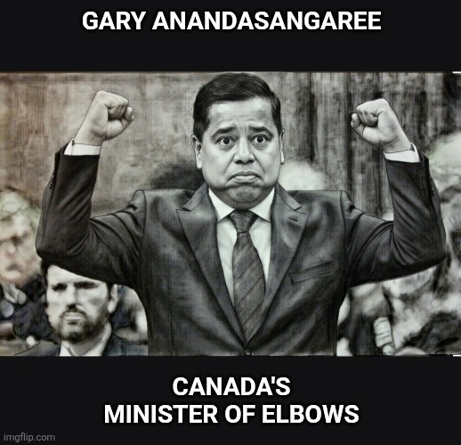 Elbows up. ? | GARY ANANDASANGAREE; CANADA'S MINISTER OF ELBOWS | image tagged in canada,meanwhile in canada,vancouver,elbow | made w/ Imgflip meme maker