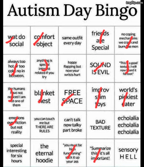 The coping mechanisms don't work I tried:( | image tagged in autism bingo | made w/ Imgflip meme maker
