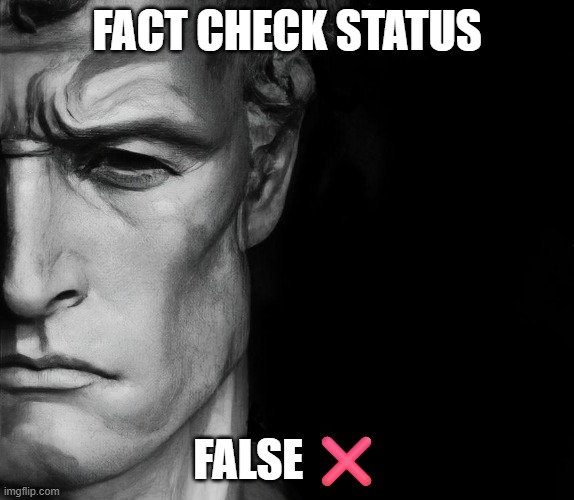fact check status | FACT CHECK STATUS FALSE ❌ | image tagged in fact check status | made w/ Imgflip meme maker