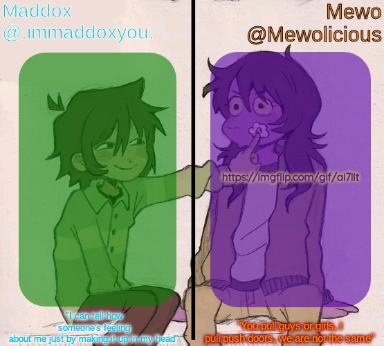 Mewo and Maddox deltarune shared temp | https://imgflip.com/gif/ai7llt | image tagged in mewo and maddox deltarune shared temp | made w/ Imgflip meme maker
