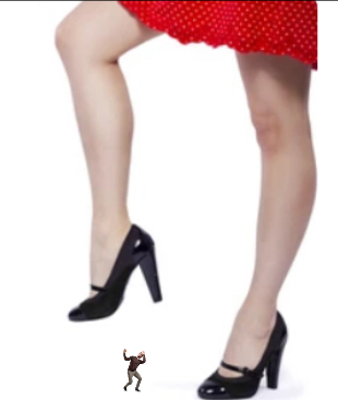 Giant woman in heels stepping on a man Blank Meme Template