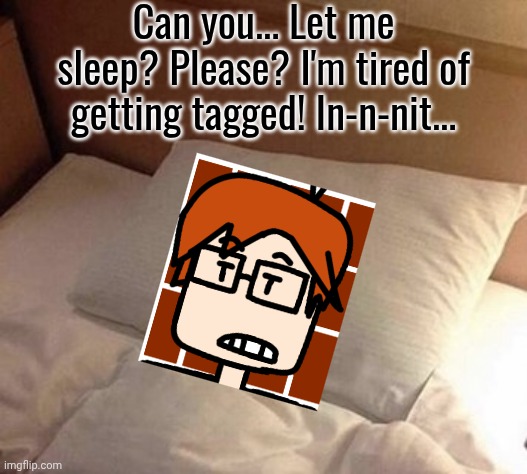 Posting this because of technical difficulties in the creator's base | Can you... Let me sleep? Please? I'm tired of getting tagged! In-n-nit... | image tagged in dog in bed sleeping,mc,moscovio may | made w/ Imgflip meme maker
