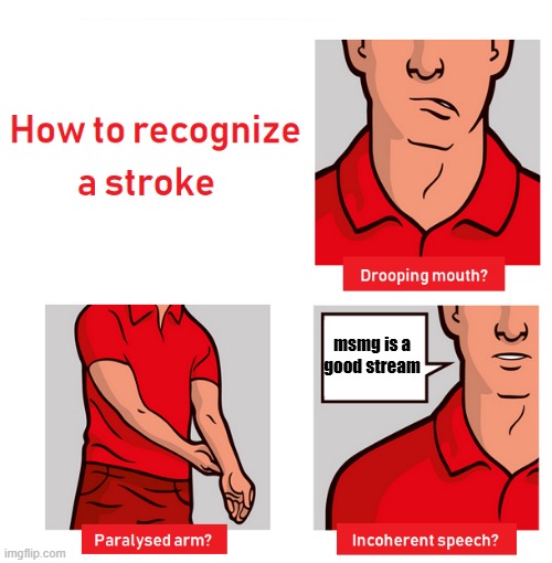 signs of a stroke | msmg is a
good stream | image tagged in signs of a stroke | made w/ Imgflip meme maker