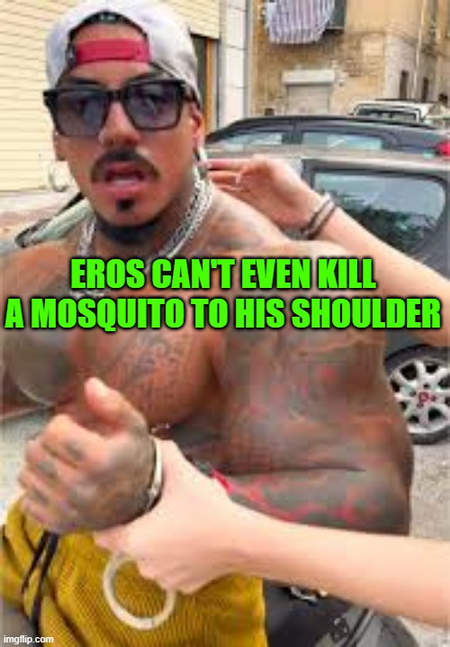 damn Eros... | EROS CAN'T EVEN KILL A MOSQUITO TO HIS SHOULDER | image tagged in eros luxor confused | made w/ Imgflip meme maker