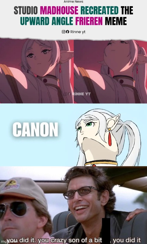 This is madnessly amazing from the Madhouse. | image tagged in you did it jurassic park,frieren,madhouse | made w/ Imgflip meme maker