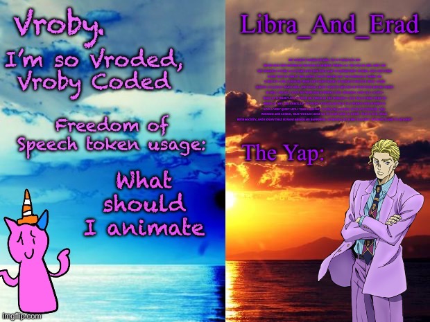 Vroby x Libra_And_Erad shared announcement template | What should I animate | image tagged in vroby x libra_and_erad shared announcement template | made w/ Imgflip meme maker