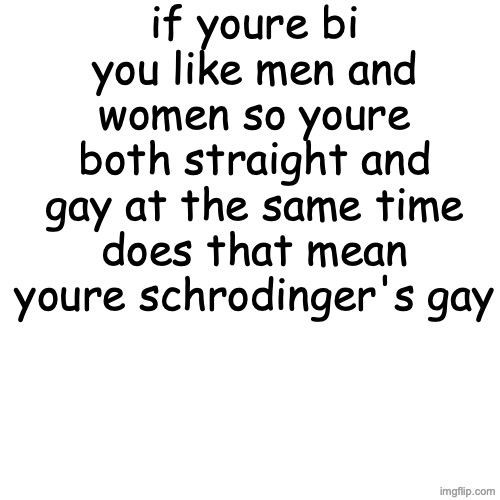 i an a philosepepher | if youre bi you like men and women so youre both straight and gay at the same time does that mean youre schrodinger's gay | made w/ Imgflip meme maker