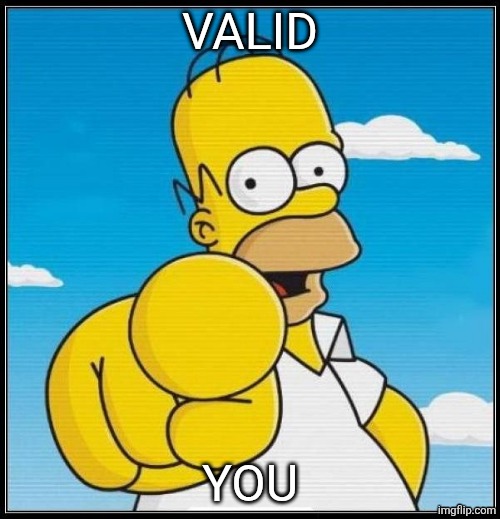 Homer Simpson Ultimate | VALID YOU | image tagged in homer simpson ultimate | made w/ Imgflip meme maker