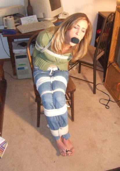 Tied with rope on a chair Blank Meme Template