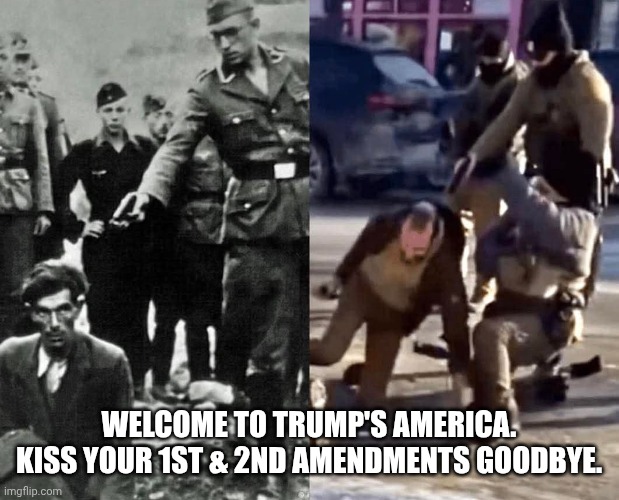 Donald Trump's ICE agents vs. Hitler's Gestapo | WELCOME TO TRUMP'S AMERICA.
KISS YOUR 1ST & 2ND AMENDMENTS GOODBYE. | image tagged in donald trump's ice agents vs hitler's gestapo,2nd amendment,second amendment,fascist,minnesota | made w/ Imgflip meme maker
