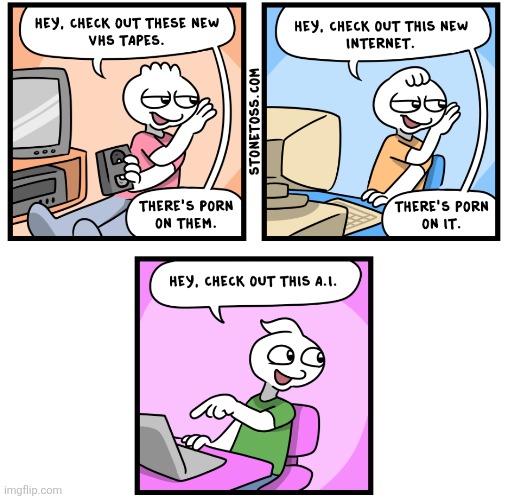 image tagged in comics,stonetoss,vhs,internet,ai,porn | made w/ Imgflip meme maker