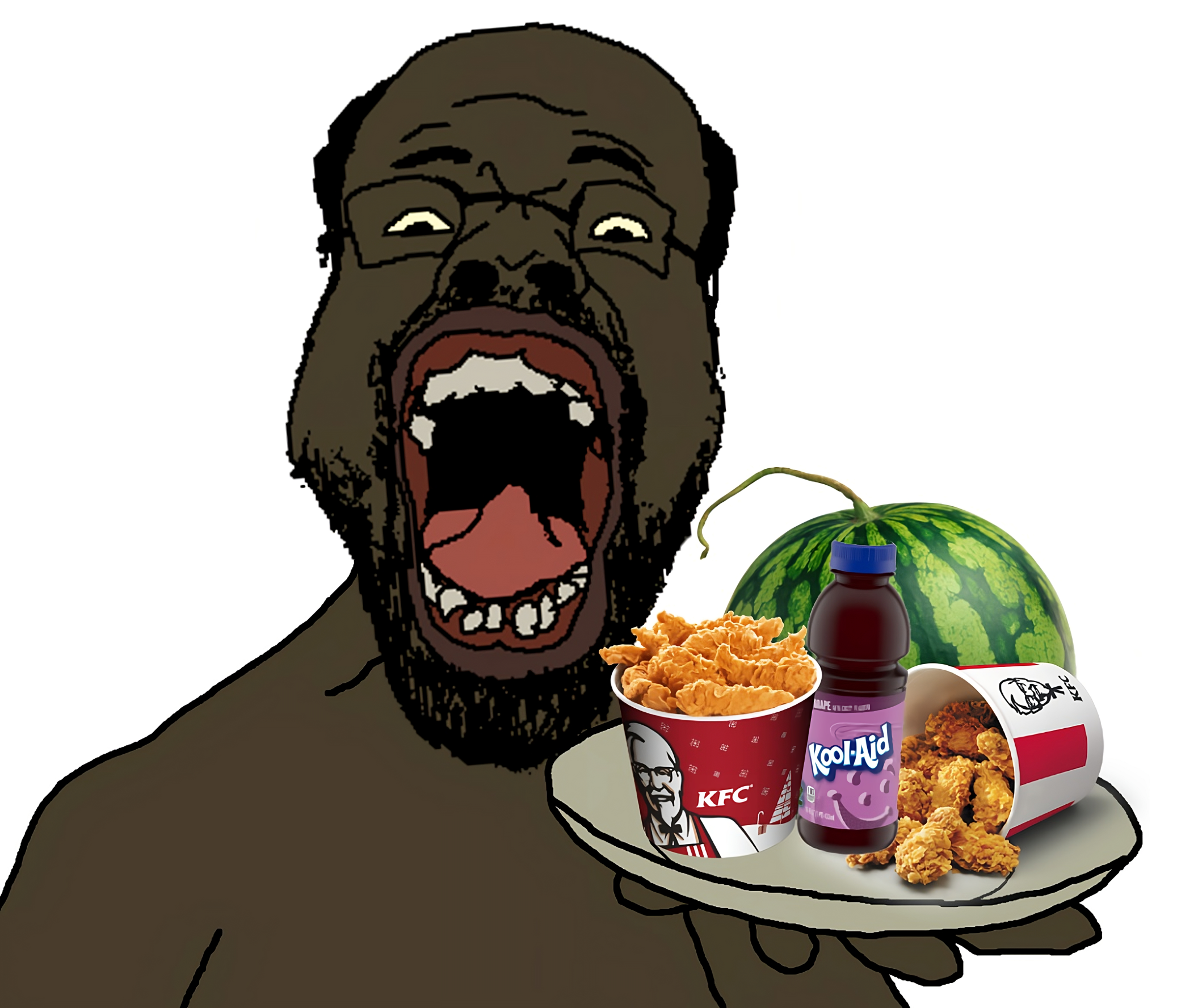 Black Wojak eating his favorite food Blank Meme Template