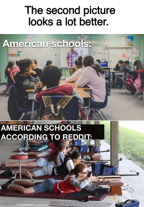 What stops a bad guy with a gun is a good guy with a gun | The second picture looks a lot better. | image tagged in america,politics,freedom | made w/ Imgflip meme maker