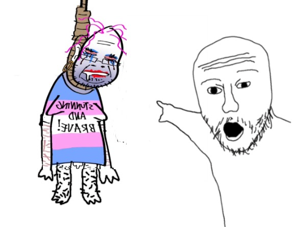 Wojak pointing at a dead tranny Blank Meme Template