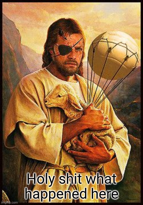 Jesus snake | Holy shit what happened here | image tagged in jesus snake | made w/ Imgflip meme maker