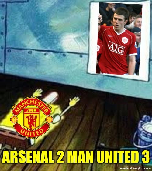 Arsenal 2-3 Man Utd | ARSENAL 2 MAN UNITED 3 | image tagged in spongebob worship,manchester united,arsenal,premier league,sports,memes | made w/ Imgflip meme maker